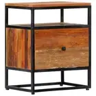 Bedside Cabinet Mid-Century Style Nightstand Wood Steel Frame Side Lamp Table