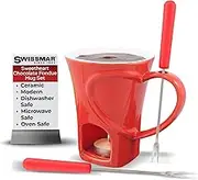 Swissmar F12066 4-Piece Sweetheart Chocolate Fondue Set, red