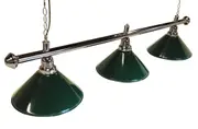 Pool Snooker Billiard Table Chrome Light (3 x Green Shades) 61 Inch