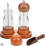 RdjEokf Wooden Salt and Pepper Grinder Set, Manual Herb Spice Grinder Mills, Wooden Shakers with Adjustable Ceramic Core, Salt Grinder and Pepper Mill