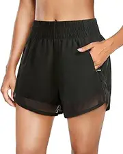 [Holipick] 3 '' High Waisted Running Shorts with Mesh Liner Quick Dry Lightweight Gym Track Workout Athletic Shorts Zip Pockets