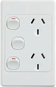 4C | Ultima Double Power Point 250V 10A with16AX Extra Switch - Vertical