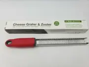 BLUE* 8 Inch Cheese Grater & Zester 18/8 SS Ultra sharp blades, protective cover