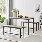 3-Piece Dining Table Set, Bar Table 2 Dining Bench Kitchen Table Counter Chairs