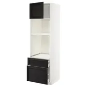 METOD / MAXIMERA high cab f oven/micro w dr/2 drwrs, white/Lerhyttan black stained, 60x60x200 cm
