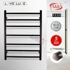 SAA Stainless Steel Round Bathroom Electric Heated Towel Rack Rail Warmer Black
