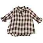 Sky Plus Claire Plaid Top Roll Tab Sleeve Size 3X