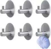 Wall Hooks Waterproof Stainless Steel Hooks 6 Pcs, Heavy Duty Stainless Steel