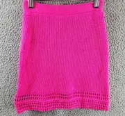 AQUA Crochet A-Line Skirt Girls' M (9-10) Hot Pink Solid Elastic Waist Pull On
