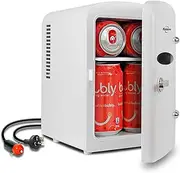 Koolatron Mini Fridge | Retro 4L Car Fridge for Skincare | Portable Refrigerators For Food, Makeup, Beauty Serum,Face Mask,Personal Cooler | Ideal For Camping Home Office Dorm Travel, White