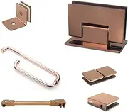 Glass Door Hinge,Bathroom Clamp,Pivot Hinges,Rose Gold Shower Installation Kits Shower Glass Clamp Bracket Glass Door Handle Hinge Enclosure Glass Panel Support Bar,0 Degree clamp (Color : Roze) (C
