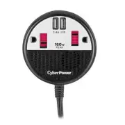 (NEW) CyberPower CPS160PPB2U 160 Power Inverter With 2 AC Outlets, Black/Red