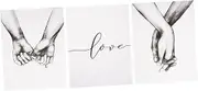 Cabilock 3pcs Set Modern Wall Art Hand in Hand Canvas Painting Frameless for Home Decorati