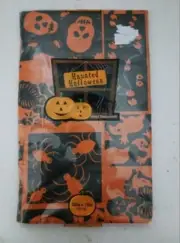 Halloween Flannelback Vinyl Tablecloth 52"x70"Oblong Ghost, Pumpkin,Spiders