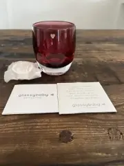 Glassybaby More Ture Love Etched Heart Hand Blown Votive Candle Holder