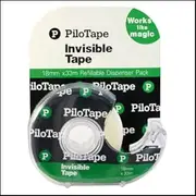 Pilotape Invisible Tape with Dispenser, 18mm x 33m - 12 Rolls