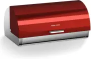 Accents Roll Top Bread Bin, Stainless Steel, Red