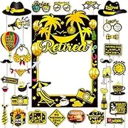 Retirement Photo Booth Props Set: 1 Retirement Theme Frame & 30 Retirement -Themed Props for Retirement Party Decorations, Retirement -Themed Photo Booth Props