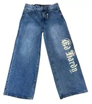 Ed Hardy Size 32 Baggy Born Free Painted Birds Loose Wide New Skater Denim Y2K