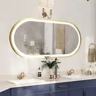 1200mm Oval Luxury Gold Frame LED Mirror for Wall Bathroom Anti-fog with Lights