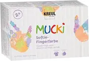 KREUL 2321 MUCKI Softie Finger Paint, 6 x 150 ml, Pastel Water-Based Colours, Finger Paints for Children from 2 Years