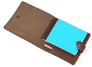fitfor 14x8cm Notepad holder pad pen bag Note cover notebook Leather coffee X149
