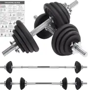 METEOR 20Kg Adjustable Dumbbell Set, One Set for All, Dumbbell and Barbell, Comp