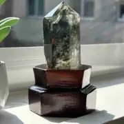 Top! 0.12kg Natural Ghost Quartz Obelisk Reiki Crystal Wand Point Tower + Stand