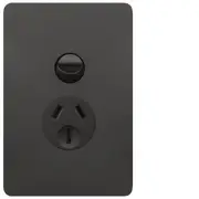 Hager Allure Single Powerpoint 10 Amps Vertical Matt Black - WBHP1V-MB