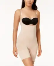 SPANX OnCore Open-Bust Mid-Thigh Bodysuit Style 10130R Nude L