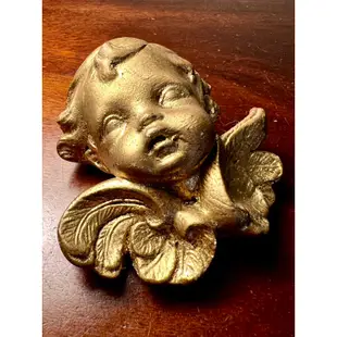 【梅根恬姐歐洲古物】1920年法國古董手工石膏天使頭像*現貨在台* #藝術品收藏品#老物老件#雕像#頭像人像#邱比特