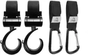 Dailydewlings Baby Stroller Hooks (Pack of 4) Pram Hooks for Diaper Bags - Mommy