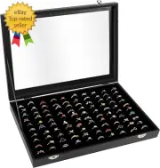Ring Display Case Organizer Box with Transparent Lid 100 Slots Ring Storage