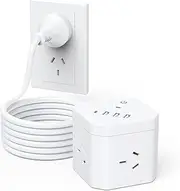 Power Board with USB, Outlet Extender with 4AC Outlets, 3 USB A and 1 USB C Ports, 900J Surge Protector, 1.5M Extension Cord for Home, Office,Travel,White