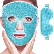 BREENHILL Cooling Gel Eye Mask Face Mask Set,2Pcs Reusable Cold Hot Gel Eye Face Mask for Puffy Eyes Face for Men Women with Soft Plush Backing-Blue