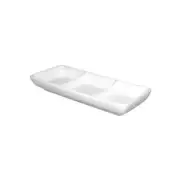 Bright White 5-3/4" x 2-3/8" Porcelain 3 Compartment Plate