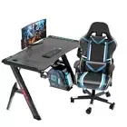 Gaming Desk Office Table Desktop PC Computer Racing Laptop RGB light 140cm Black