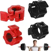GooDengFull Pack of 4 Barbell Clamps Dumbbell Fastener Quick Release Barbell Clasps Dumbbell Bar Quick Release Quick Lock for Workout Weightlifting (Black and Red)