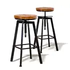 Levede 2x Bar Stools Industrial Kitchen Stool Wooden Barstools Swivel Chairs