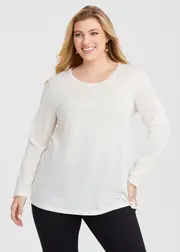 [Virtuelle] Taking Shape Wool Bamboo Top Size 26 in Winter White - Plus Size Women's Clothing Winter White