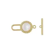 Gold Plated Sterling Silver w/ Natural Mother of Pearl Shell Toggle Clasp #99981