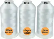 New brothread Set of 3 White Colors Polyester Machine Embroidery Thread Huge