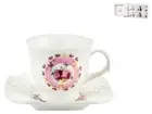 Package 6 Cups Coffee' Porcelain Decorum Flowers Pink Co Royal Norfolk