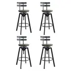 Levede 4x Bar Stool Industrial Adjustable Swivel Stools Back Wood Counter Chairs