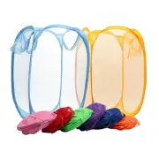 LAUNDRY BAG POP-UP MESH WASHING FOLDABLE LAUNDRY BASKET BAGS BIN HAMPER STORAGE