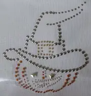 #6603 Halloween Pumpkin w/Witch Hat Rhinestone Iron On,Hot Fix Transfer Patch