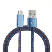 2Pcs 1M 2.4A Micro USB Fast Charging Denim Braided Data Cable For Smartphone Tablet