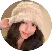 [Generic] Plush Hat, Women's Autumn and Winter Fashion All-Match Knitted Hat, Outdoor Cold Protection Ear Protection Wool, Simple and Cute Pile Hat