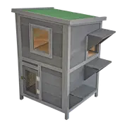 Cat House Weatherproof 2-Story Indoor Outdoor Wooden Shelter Bitumen Roof