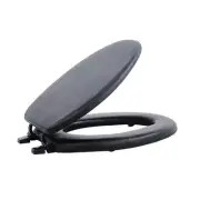 Elongated or Standard Soft Adjustable Hinge Toilet Seat Close Lid Set, Black